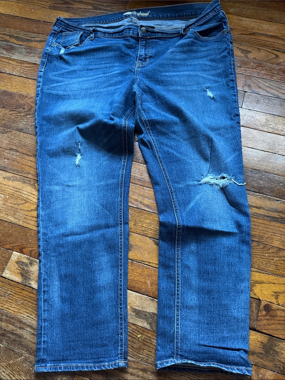 Old Navy Women's Boyfriend Straight-Leg Distressed Blue Jeans